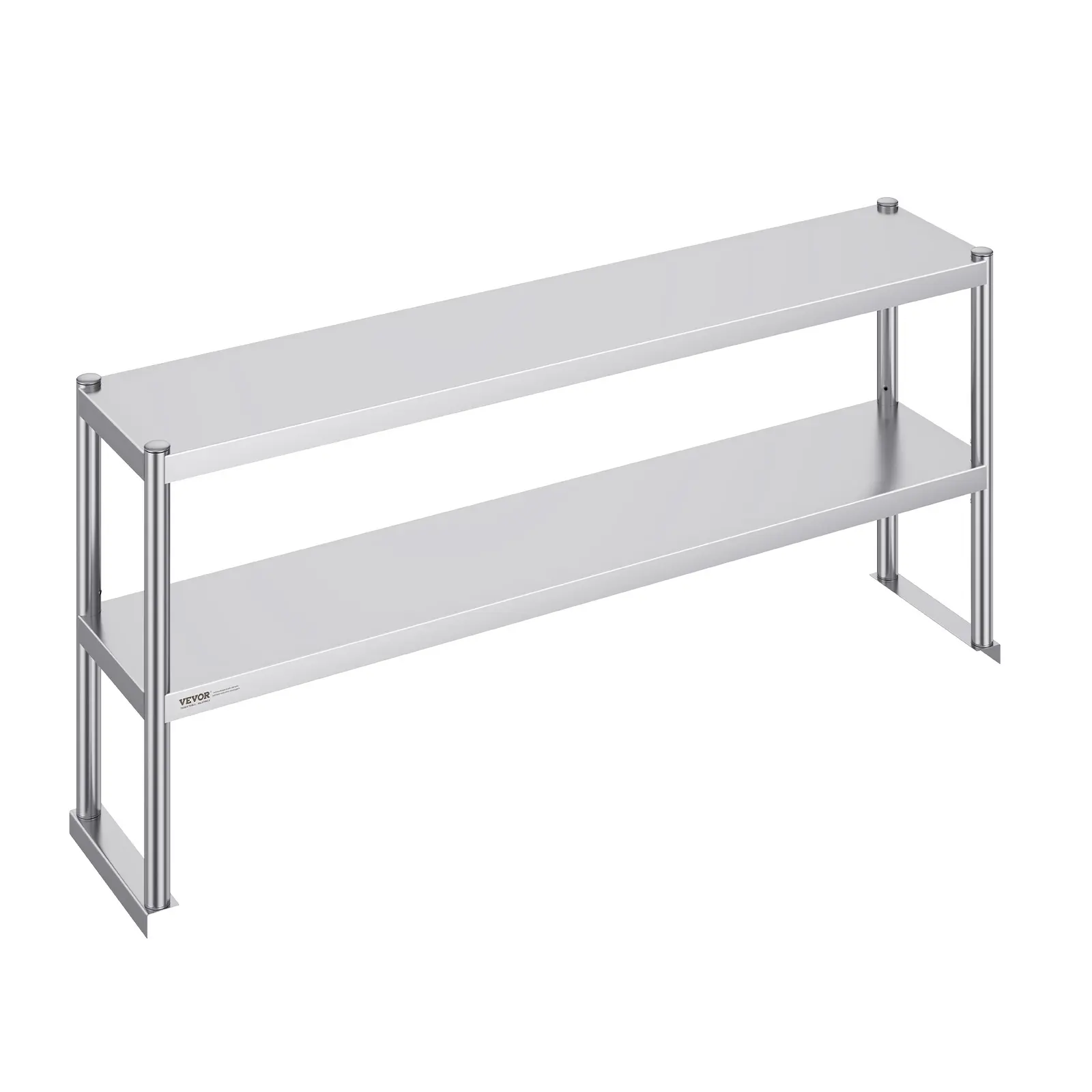 VEVOR Rust-Resistant Stainless Steel Double-Tier Overshelf, 12x60x25 in Sturdy Adjustable Washable Kitchen Rack Organizer for Kitchen Prep Work Tables, Office, Bars | Father's Day Gift Option