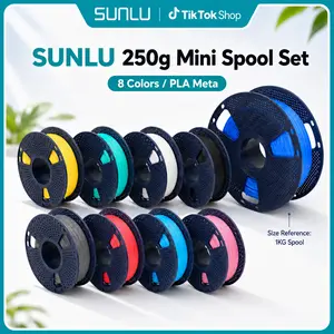SUNLU 1.75mm PLA Meta Filament Bulk, 250G per Roll (8 Rolls Total) - Dreamy Macaron Colors (Black, White, Grey, Sky Blue, Mint Green, Cherry Red, Sakura Pink, Lemon Yellow) - 3D Printing Supplies, Pla Filament Bulk, 3D Printing Filament, Children's Toys