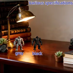 3D printed stone-textured gorilla statue, a modern minimalist decorative ornament, available in black/grey styles, perfect for home, office desk, or bookshelf accents. An ideal birthday/anniversary/party/halloween/christmas gift for gorilla enthusiasts an