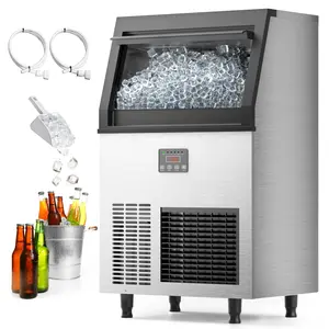Coolake Commercial Ice Maker Machine 200lbs/24H, Air Cooled Under Counter Ice Maker with 50lbs Ice Storage, Stainless Steel Self Cleaning Freestanding Ice Maker for Home Bar Restaurant Kitchen