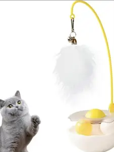 Cat Weeble Wobble Toys - Interactive Toy for Cat | Kitten Toys | Lightweight Resin Duck Shape Fun Stick for Kitten Play Indoor Outdoor | Removable and Washable Duck Cat Toy