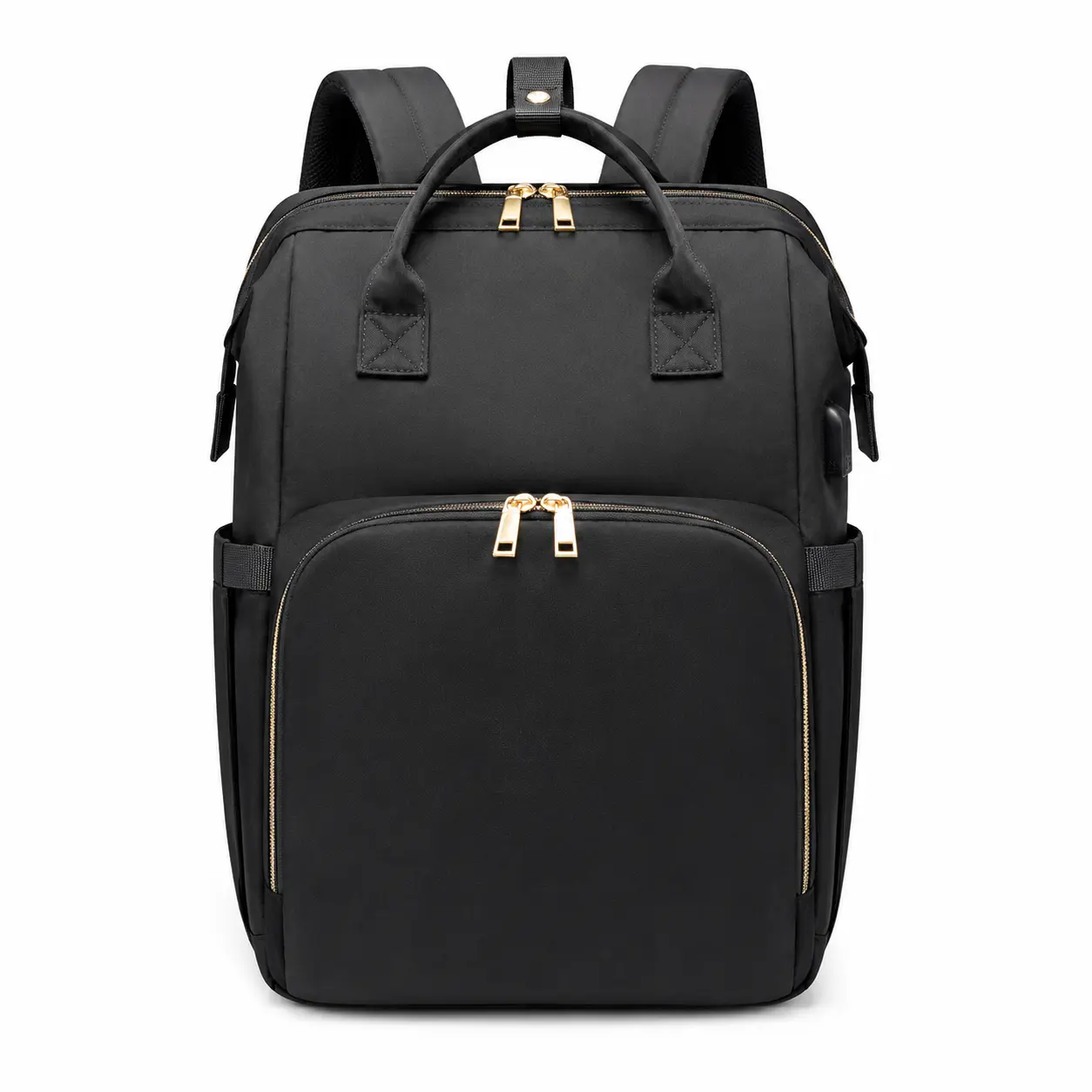 Diaper Bag Backpack with Changing Station, Large Capacity Waterproof Maternity Travel Backpack for Mom & Dad, Insulated Bottle Pockets, Laptop Compartment, USB Charging Port, Stroller Straps, Baby Essentials Organizer, Black