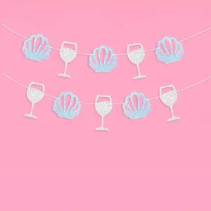 Last Toast on the Coast Banner, Coastal Beach Bachelorette Party Decorations, Seashells and Wine Glasses Banner, Bachelorette Champagne Party
