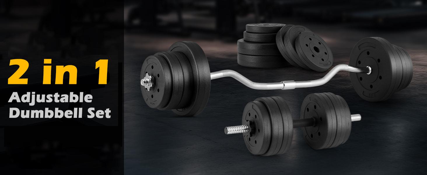 66LB Curling Bar & Dumbbell Set – 2-in-1 Home Workout Essential
