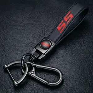 Luxury Genuine Leather metal Keychain For SS Premium Car Accessory Gift for Camaro SS Keychain with Soft Silicone Protection Key Case for Chevy Malibu Impala Camaro SS Charms key shell