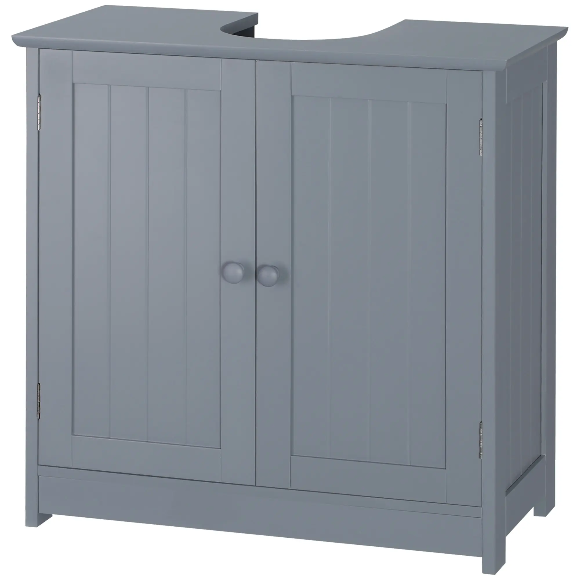 Solid MDF Gray U Notch Under Pedestal Sink Bathroom Cabinet Multi Position Adjustable Inner Shelf Store Towels Skincare And Cleaning Goods Double Sealed Doors Reduce Damp Damage Total Static Weight Capacity 33 Lbs For Pedestal Wall Mount Sink Base