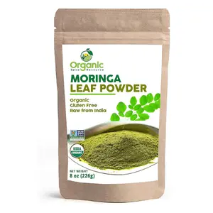 100% Raw Natural Organic Moringa Oleifera Powder Spice for Adults, USDA Organic, Non-GMO, Kosher, Halal, Flavor-Boosting Herb, Convenient Resealable Storage Bag for Pantry Cupboard