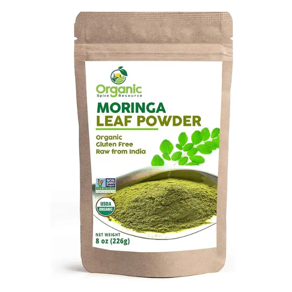 USDA Organic 100% Raw Moringa Oleifera Powder - Gluten-Free, Non-GMO, Kosher, Halal Flavor-Booster Spice & Dried Herb for Adults in Resealable Pantry Storage Bag