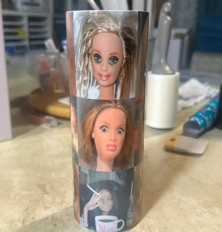 [Funny Doll Face Style] Funny Disgusted Doll Face Tumbler Drinkware 20oz Stainless Steel Insulated Travel Cup, Weird Cute Expression Graphic Mug with Lid and Straw, Reusable Cold Hot Beverage Cup, Novelty Gift for Friends, Women Men