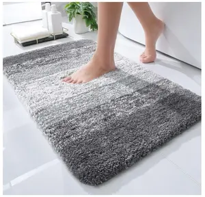 OLANLY Luxury Bathroom Rug Mat 24x16, Extra Soft and Absorbent Microfiber Bath Rugs, Non-Slip Plush Shaggy Bath Carpet, Machine Wash Dry, Bath Mats for Bathroom Floor, Tub and Shower, Grey