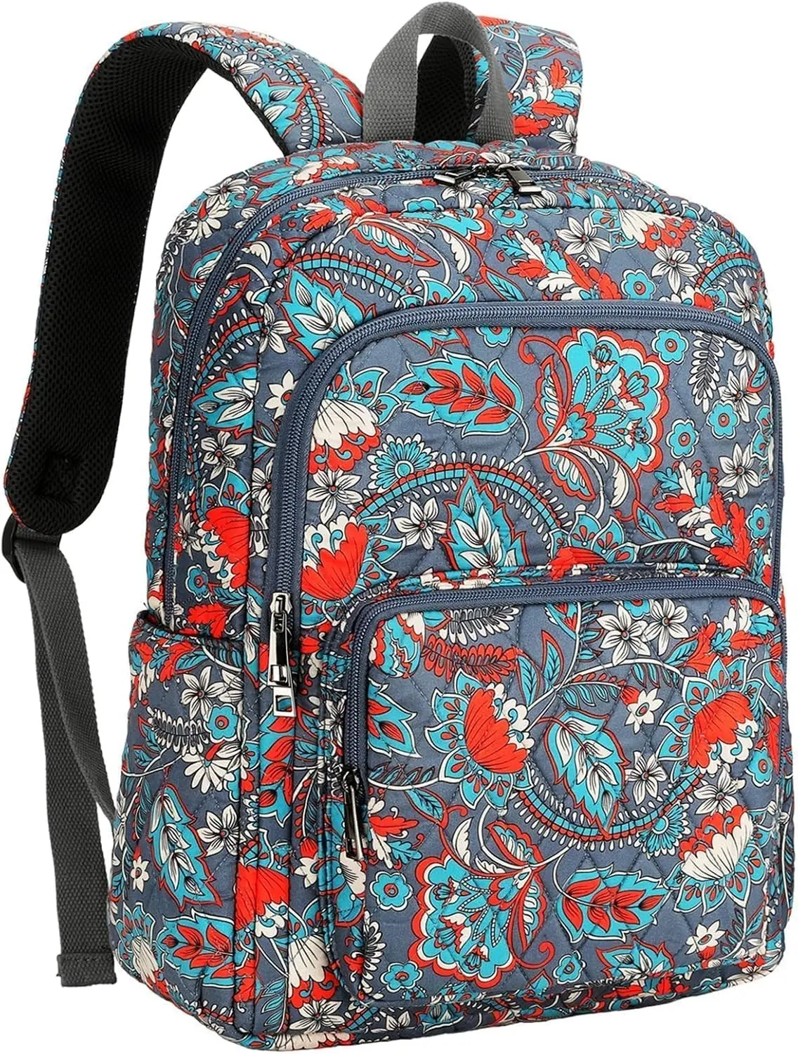 Searock Quilted Backpack for Women, Floral Backpack for Girls, Cotton Lightweight Bookbag for Travel, Work Orange Gift