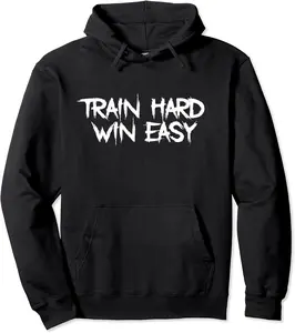 Train Hard, Win Easy Funny Fitness Statement Gym Humor Pullover Hoodie - Dakotamc Shop 23B0CNDBY37B