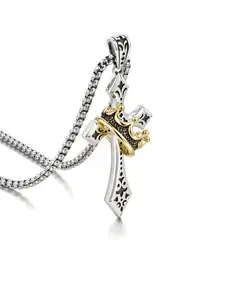 Upgraded Crown Cross Necklace Retro Crucifix of Thorns Pendant Jesus Christ Faith Jewelry Vintage Cross for Women & Men