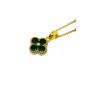 Gifts clover Necklace Pendant (L086) chain length 45mm with width 21mm thickness 12mm jewelry motivational black girl gold wedding fashion beautiful design exquisite hip hop jewelry elegant charm high quality shiny basic