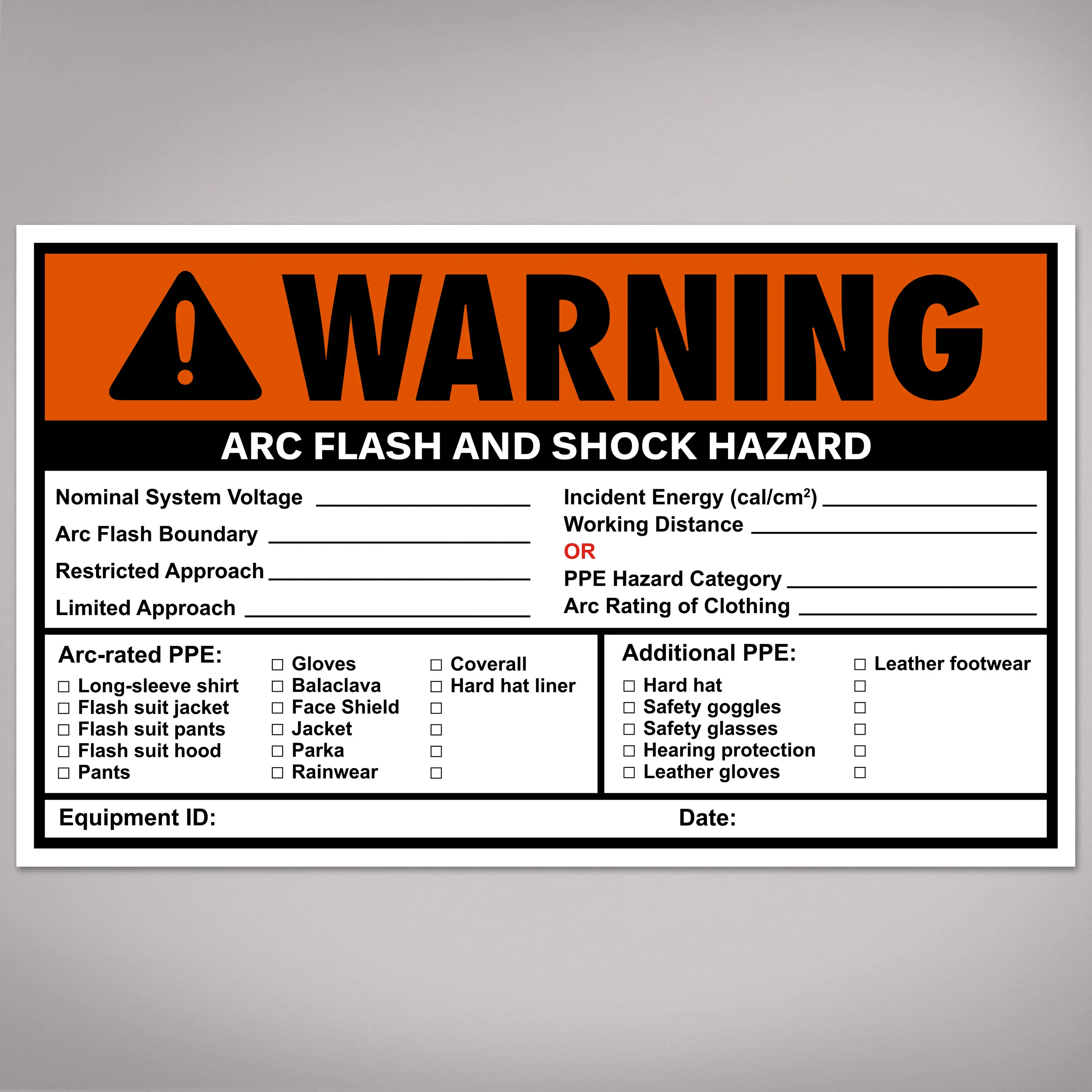 Avery Arc Flash/Shock Warning Labels, Waterproof, UV Resistant, Preprinted, Handwrite-Only, 4.75" x 7.75", 8 Warning Decal Labels