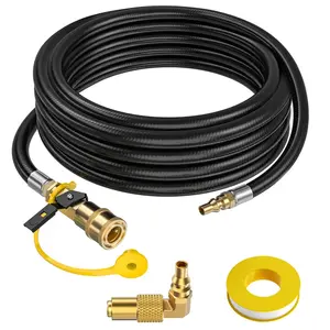 Crazy Discounts! 20ft 1/4" RV Quick Connect Hose, with Shutoff Valve & 90° Elbow, Perfect Fit for Blackstone – Limited Stock!