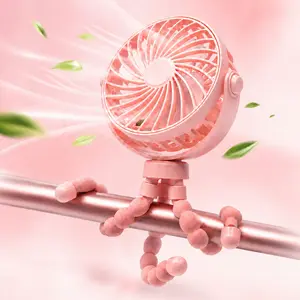 Mini Portable Stroller Fan, Battery Operated Small Clip on, Detachable 3 Speed Rechargeable, 360° Rotate Flexible Tripod Better Cooling for Car Seat Crib Treadmill Travel, USB Cooling Fan