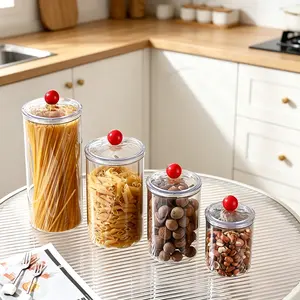 Transparent Kitchen Storage Jars with Airtight Lids – Ideal for Pasta, Nuts & Snacks