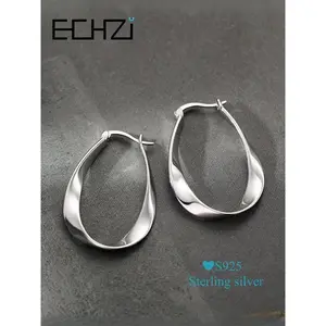 925 Sterling Silver Minimalist Geometric Design Hoop Earrings, Mother's Day Gift, Fashionable Earrings for Women, Trendy All-match & Exquisite Jewelry for GiftGift