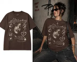 Y2K Vintage Graphic Tee Women Streetwear Grunge Aesthetic Oversized Shirt After Hours Gothic Brown Maroon T-Shirt