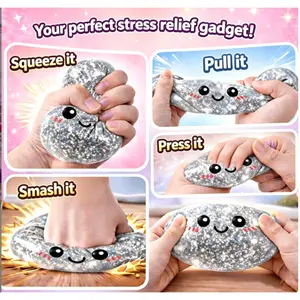 （Blind Box) 2026 New Glitter Dumpling Squishy with Steamer Box, Soft Sensory Fidget Steamed Bun Squeeze Tool for Adult Stress & Anxiety Relief