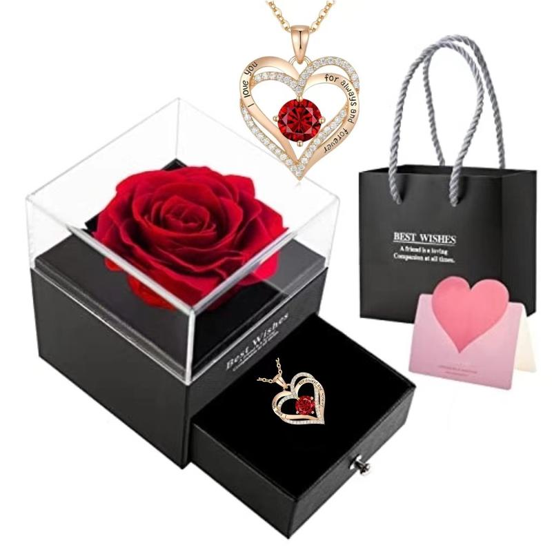 Rose Gift Box Heart Necklace - Perfect for Lover Mother Best Friend Wife Girlfriend - Ideal for Valentine's Day Thanksgiving Christmas Parties Birthdays New Year's Rose Gift Box Heart Necklace - Perfect for Lover Mother Best Friend Wife Girlfriend - Ideal for Valentine's Day Thanksgiving Christmas Parties Birthdays New Year's