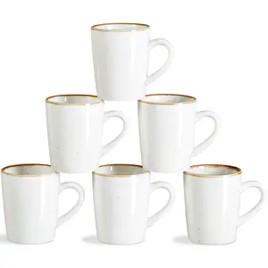 ONEMORE Coffee Mug Set, 12 oz Ceramic Mugs Set of 6 Ceramic Coffee Mugs Speckled Porcelain Mugs with Handle for Coffee, Latte, Tea, Cocoa