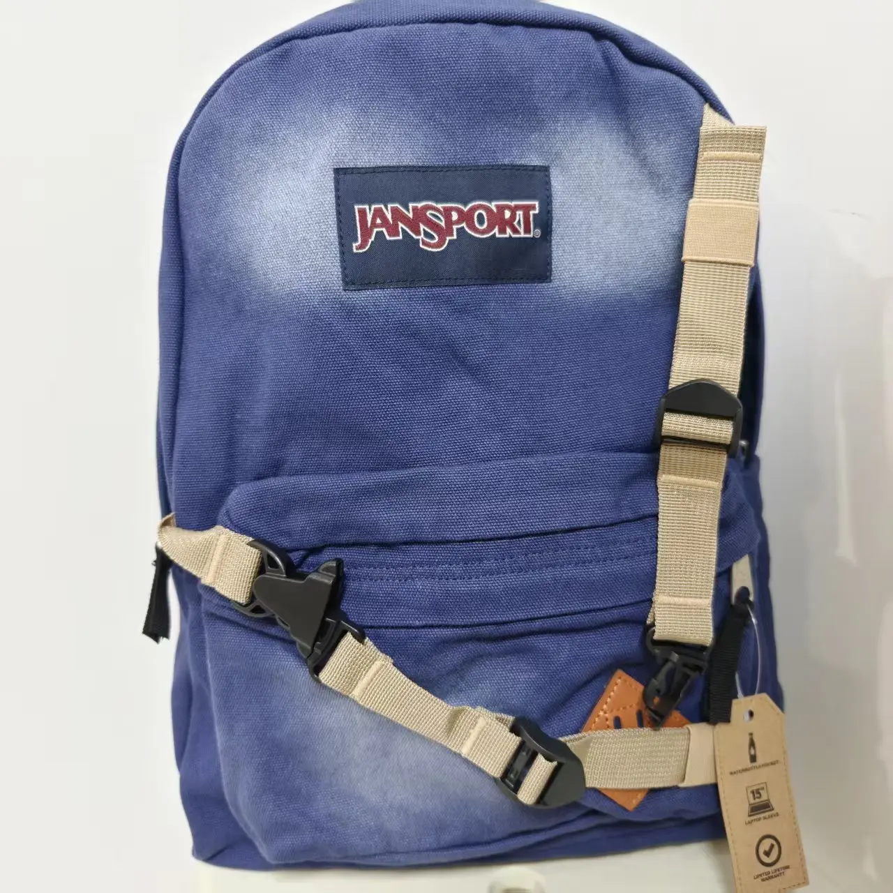 Retro Distressed Canvas JanSport Backpack Adjustable Chest Strap Casual Outdoor Travel Daypack For Students