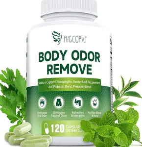 Chlorophyll Body Deodorizing Supplement, Chlorophyll Capsules with Parsley & Peppermint, Probiotic, Green Tea, Jerusalem Artichoke, Prebiotic, Supports Fresh Breath & Whole-Body Freshness, 120 Caps