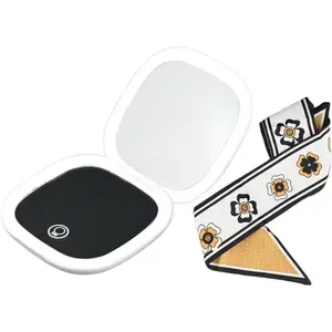 Makeup Mirror with Lights - Dual-Sided White LED Pocket Mirror, 1X/5X Magnifying Travel Mirror, 3 Light Modes, Rechargeable Handheld Mirror for On-The-Go Makeup, , and Gifts