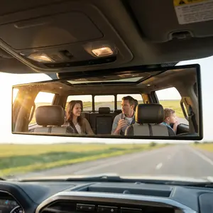 Eliminate Blind Spots! 11.81 Inch Panoramic Convex Rearview Mirror for Car SUV Truck, HD Anti-Glare & Anti-Fog Wide Angle Interior Mirror, High-Quality Glass Anti-Fall Design, 3s Easy Install Clip-on Rear View Mirror