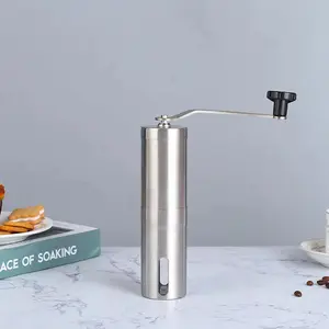 Stainless Home Portable Manual Coffee Grinder Hand Coffee Mill with Ceramic Burrs Adjustable Settings Portable Hand Crank Tools