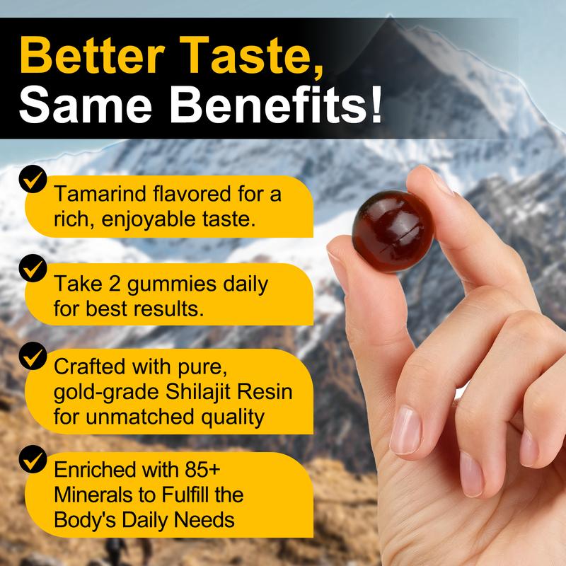 ONEBTANICL Pure Himalayan Shilajit Gold Gummies 3000MG Lab Tested No Sugar Added with Ashwagandha Gokshura & 85+ Trace Minerals 60 Count