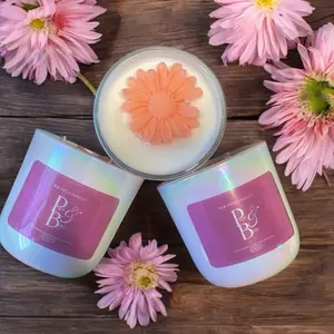 Plum Bliss 10oz Spring Candle - Decorative Candle with Floral Design - Ideal for Home Decor and Ornaments