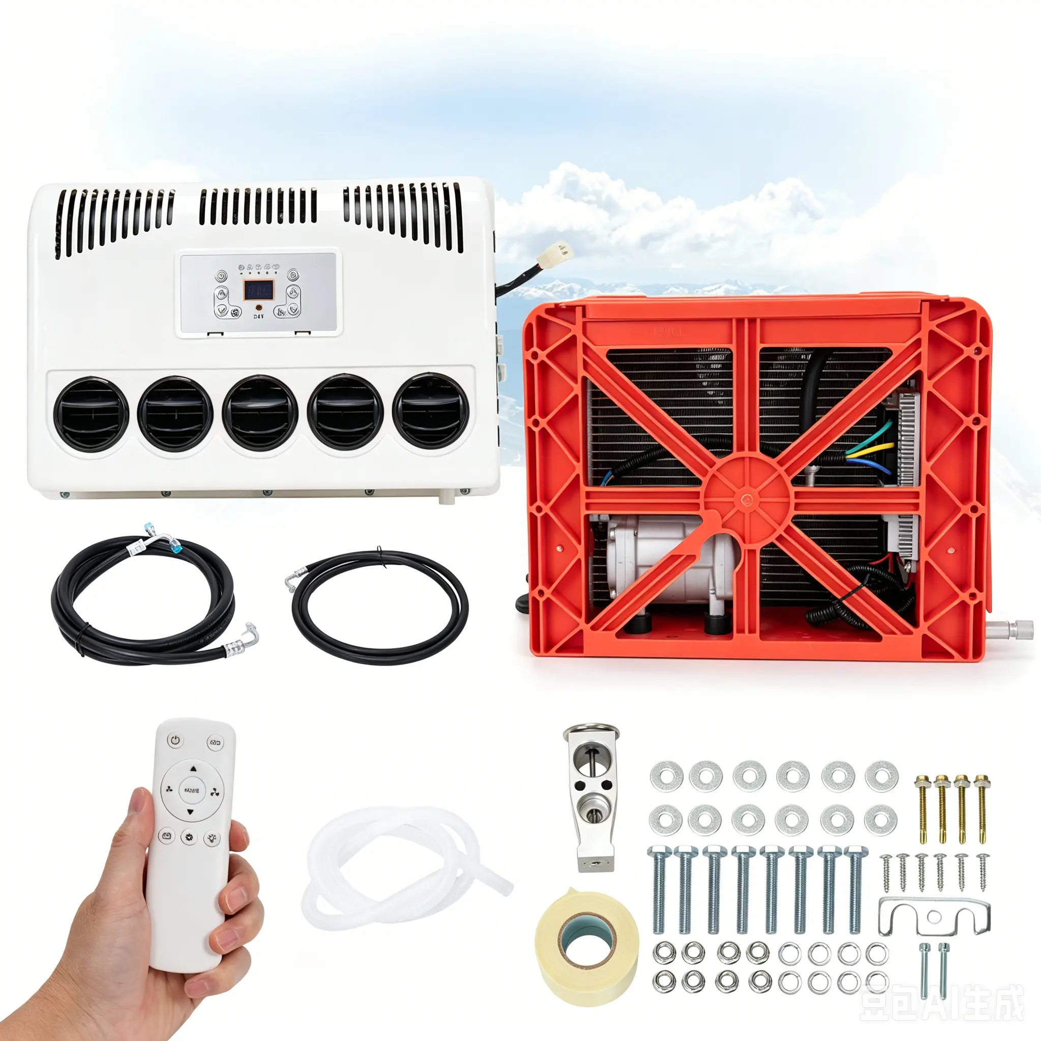 24V Truck Cab Air Conditioner Split AC For Semi Trucks Bus RV Caravan 1800W