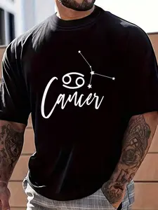 100% Cotton Zodiac Sign Cancer T-Shirt Women's Men's Graphic Tee Crew Neck summer vacation Tops