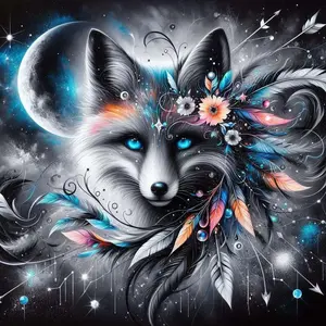 5D DIY Full Drill Round Diamond Painting - Diamond Painting Kit Moon Feather Mosaic Canvas DIY Wall Art, Home Wall Decoration