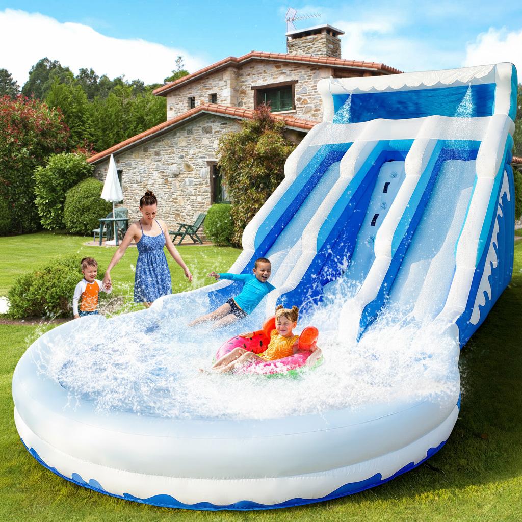 Inflatable Water Slide for Kids&Adults Inflatable Water Slide Outdoor Indoor, Birthday Party Inflatable Grade Water Slide Swimming Pool, Big Waterslide Large Inflatable Water Slide with Splash Pool Backyard Fun