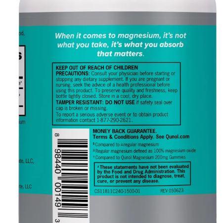 Qunol Extra Strength Magnesium 420 mg, 240 Capsules Dietary Edible Supplement Fitness Healthcare Milk