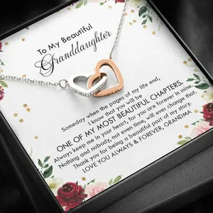 To My Granddaughter, You Are One Of My Most Beautiful Chapters, Interclocking Hearts Necklace For Granddaughter, Granddaughter Idea