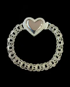 9 mm Heart   Chino Bracelet Silver