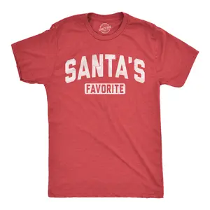 Mens Funny T Shirts Santas Favorite Sarcastic Christmas Graphic Novelty Tee For Men Mens Funny T Shirts Cool Vintage Fashion T-Shirt Gift Classic Menswear Christmas Apparel for Men Novelty Tees for Guys Red -