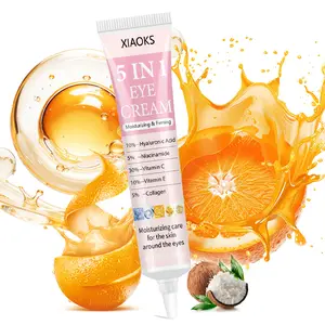 XIAOKS 5 in 1 Eye Cream 20g Vitamin C Hyaluronic Acid Vitamin E Nourishes Under Eyes Hydrates Firms Brightens Reduces Dark Circles Fine Lines Lightweight Non Greasy