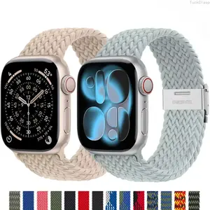 Braided Solo Loop Apple Watch Band, Stretch Strap Compatible with 38–49mm Apple Watch Series 3–10, SE, and Ultra, Soft Comfortable Elastic Band for Everyday Wear