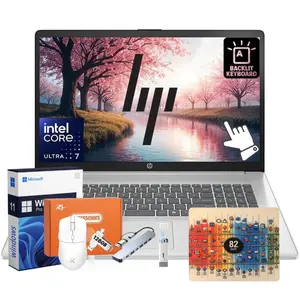 HP Touchscreen 17.3" Laptop Computer, 12-core Intel Core Ultra 7 255U Processor, Windows 11 Home,Laptop Up to 32GB RAM Up to 2TB SSD, Intel Graphics, Backlit Keyboard, Silver,w/Accessories