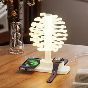 1 spiral tree wireless charging light, wireless charging, infinite dimming, touch control, can charge two devices at the same time, can be used as a desktop decoration, suitable for home, travel, and essential gifts