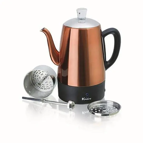 EuroCuisine Electric Percolator - 8-cup in Copper Finish