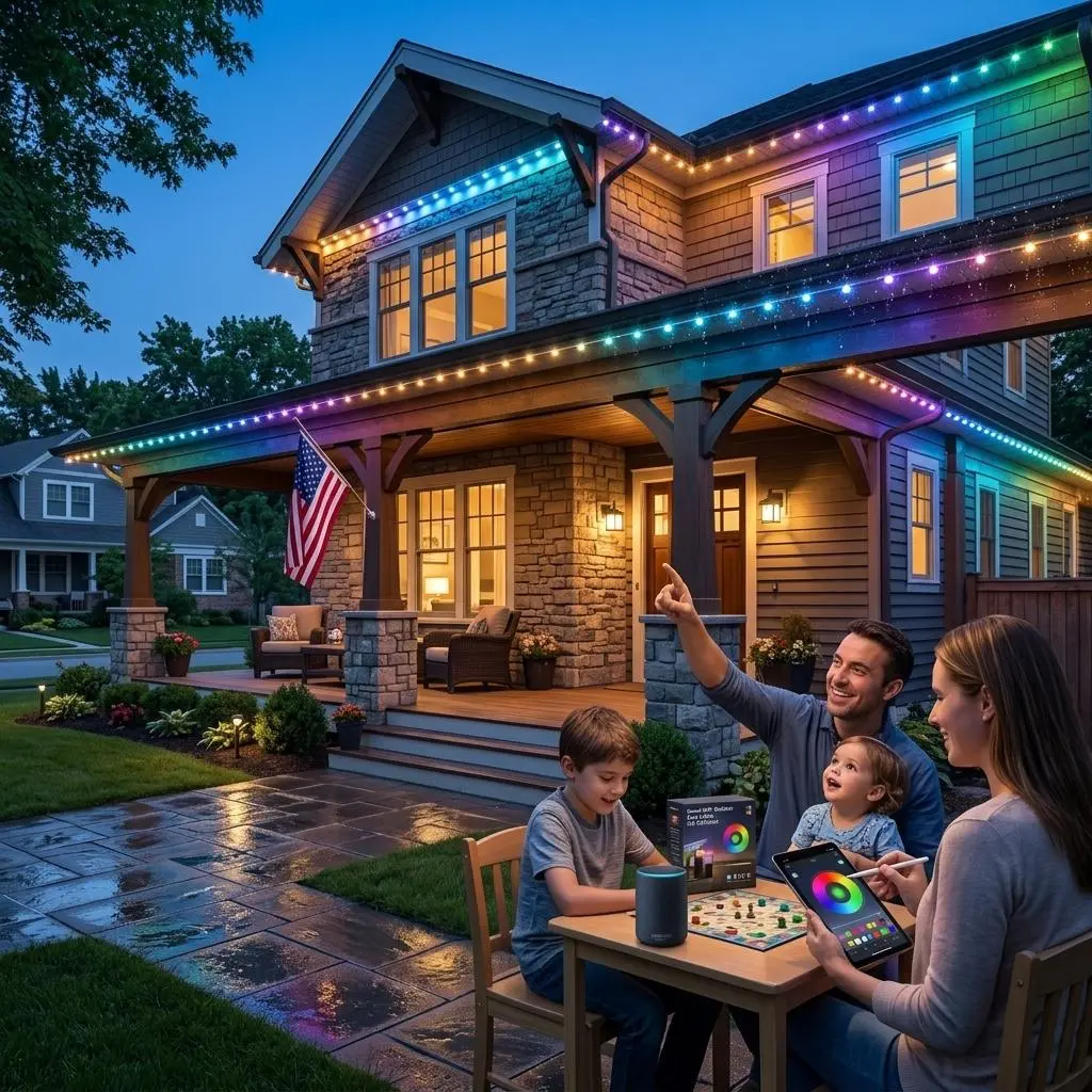 Smart Permanent Outdoor Lights, RGBIC Eave Lights with App Control & Music Sync, IP67 Waterproof Exterior String Lights for House, Patio, and Holiday Decor (36/72 Lights)