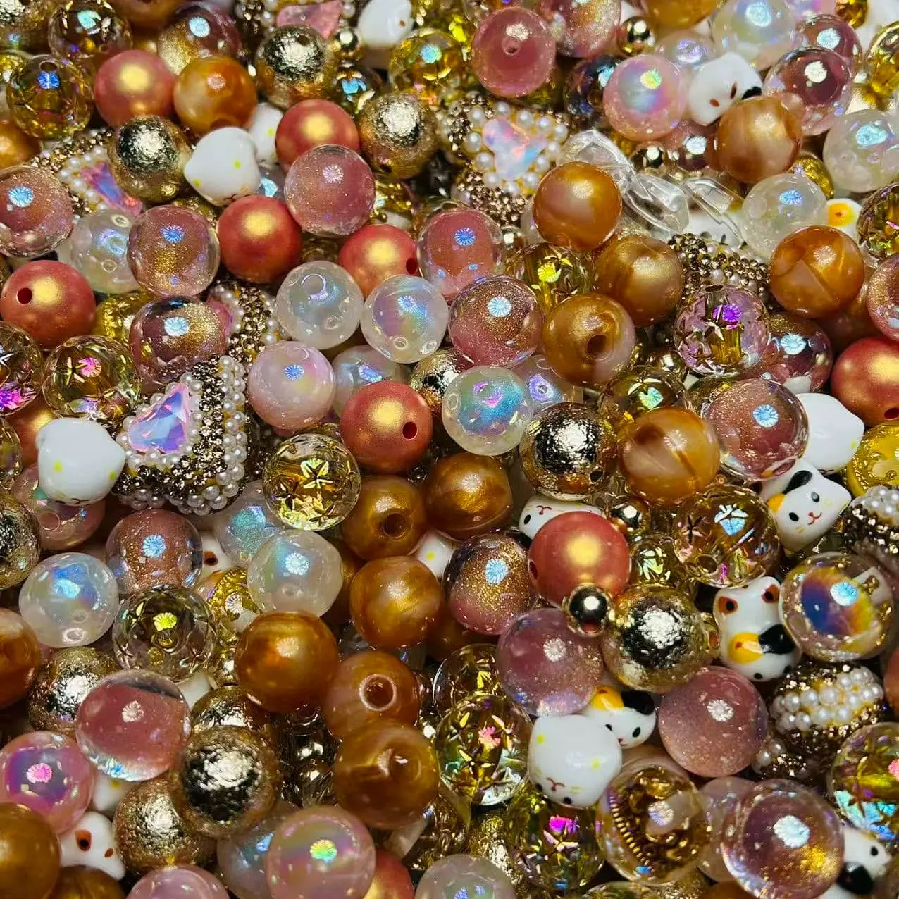 【D.P.C】Choose on Live - Acrylic DIY Beads Mix 150ml 300ml 650ml Sizes for Bracelets Phone Charms Necklaces Hair Beads Bag Chains Earrings Rings Hair Ropes Perfect for DIY Enthusiasts