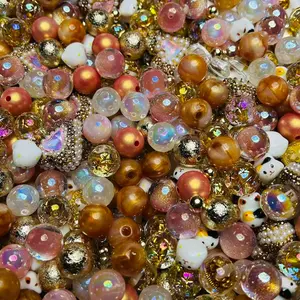 【D.P.C】Choose on Live - Acrylic DIY Beads Mix 150ml 300ml 650ml Sizes for Bracelets Phone Charms Necklaces Hair Beads Bag Chains Earrings Rings Hair Ropes Perfect for DIY Enthusiasts